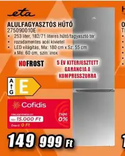 Expert Eta Alulfagyasztós hűtő ajánlat