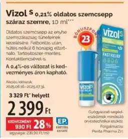 Pingvin Patika Vizol S 0,21% oldatos szemcsepp száraz szemre ajánlat