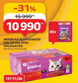 Auchan Whiskas alutasakos macskaeledel válogatás ajánlat