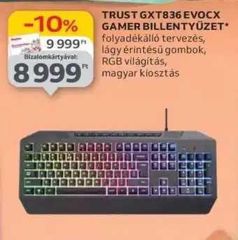 Auchan TRUST GXT836 EVOX GAMER BILLENTYŰZET ajánlat