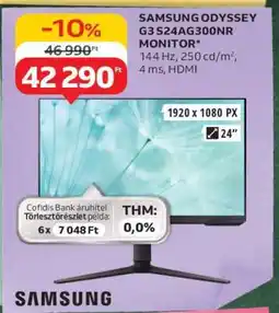 Auchan SAMSUNG ODYSSEY G3 S24AG300NR MONITOR ajánlat