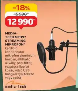 Auchan MEDIA-TECH MT397 STREAMING MIKROFON ajánlat