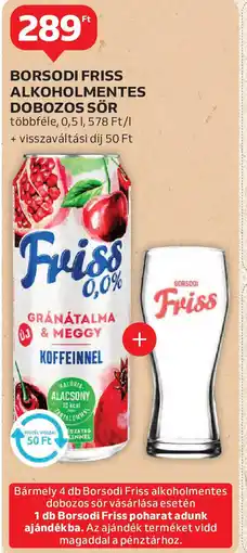 Auchan Borsodi Friss alkoholmentes dobozos sör ajánlat