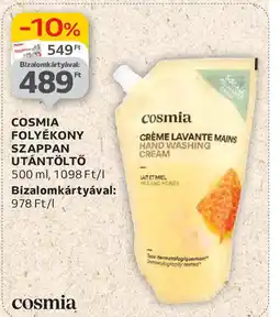Auchan Cosmia Folyékony szappan utántöltő ajánlat