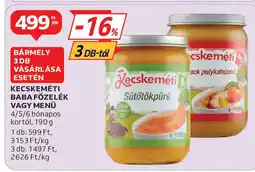 Auchan Kecskeméti Baba főzelék vagy menü ajánlat