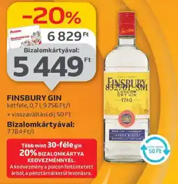 Auchan Finsbury Gin ajánlat