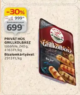 Auchan Privát hús grillkolbász ajánlat