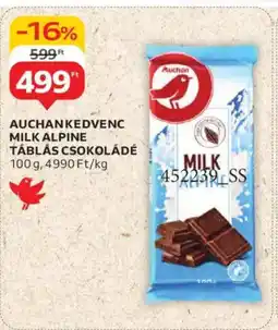 Auchan Auchan Kedvenc Milk alpine táblás csokoládé ajánlat