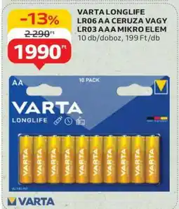 Auchan VARTA LONGLIFE LR06 AA ceruza vagy LR03 AAA mikro elem ajánlat