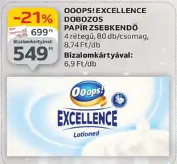 Auchan OOOPS! EXCELLENCE DOBOZOS PAPÍR ZSEBKENDŐ ajánlat