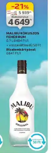 Auchan Malibu Kókuszos fehér rum ajánlat