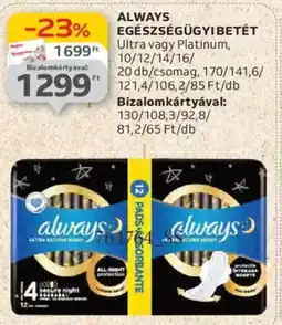 Auchan Always egészségügyi betét ajánlat