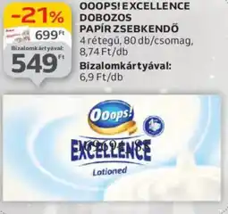 Auchan Ooops! Excellence dobozos papírzsebkendő ajánlat