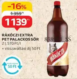 Auchan Rákóczi Extra PET palackos sör 888 SS ajánlat