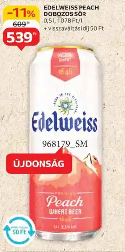Auchan Edelweiss Peach dobozos sör ajánlat