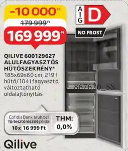 Auchan Qilive 600129627 alulfagyasztós hűtőszekrény ajánlat