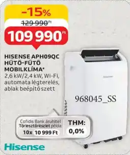 Auchan Hisense APH09QC hűtő-fűtő mobilklíma ajánlat