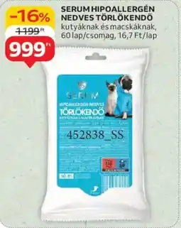 Auchan Serum hipoallergén nedves törlőkendő ajánlat