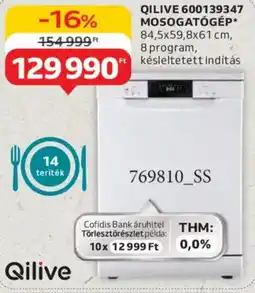 Auchan Qilive 600139347 mosogatógép ajánlat