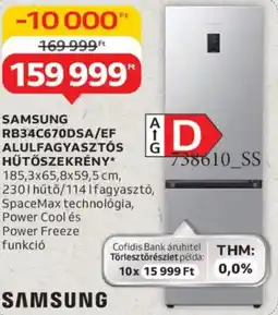 Auchan Samsung RB34C670DSA/EF alulfagyasztós hűtőszekrény ajánlat