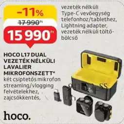 Auchan Hoco L17 dual vezeték nélküli lavalier mikrofonszett ajánlat