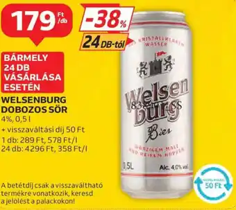 Auchan Welsenburg dobozos sör ajánlat