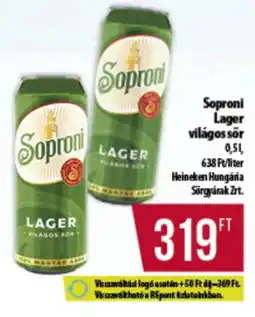 Coop Soproni Lager világos sör ajánlat