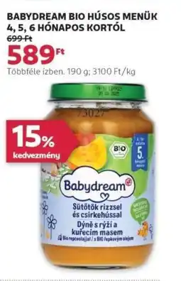 Rossmann Babydream Bio húsos menük 4, 5, 6 hónapos kortól ajánlat