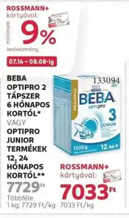 Rossmann Beba Optipro 2 tápszer 6 hónapos kortól ajánlat