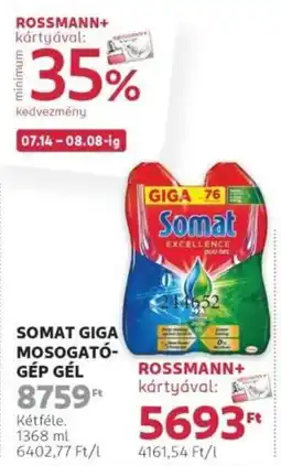 Rossmann Somat Giga mosogató- gép gél ajánlat