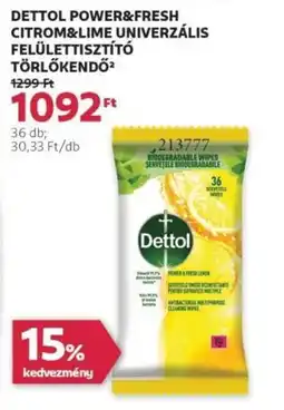 Dettol Power&Fresh Citrom&Lime univerzális felülettisztító törlőkendő