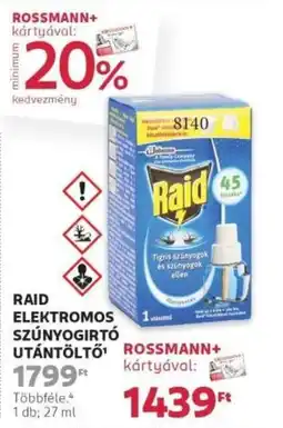 Rossmann Raid elektromos szúnyogirtó utántöltő ajánlat