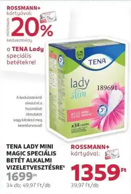 Rossmann Tena Lady Mini Magic speciális betét alkalmi vizeletvesztésre ajánlat