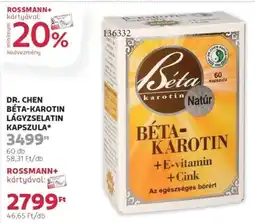Rossmann Dr. Chen Béta-karotin lágyzselatin kapszula ajánlat