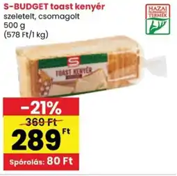 Spar S-BUDGET toast kenyér ajánlat
