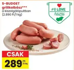 Spar S-BUDGET grillkolbász ajánlat