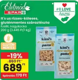 Spar It's us rizses-köleses, gluténmentes száraztészta ajánlat
