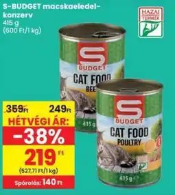 Spar S-BUDGET macskaeledel-konzerv ajánlat