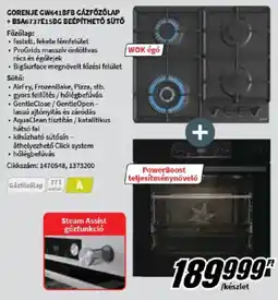 MediaMarkt Gorenje GW641BFB gázfőzőlap + BSA6737E15BG beépíthető sütő ajánlat