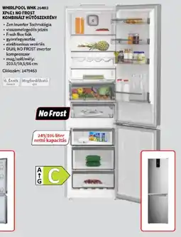 MediaMarkt Whirlpool WHK26403XP6E1 No Frost kombinált hűtőszekrény ajánlat