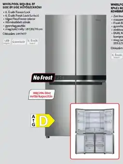 MediaMarkt Whirlpool WQ9B3LEF Side by Side hűtőszekrény ajánlat