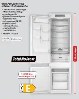 MediaMarkt Whirlpool WHC20T352 beépíthető hűtőszekrény ajánlat