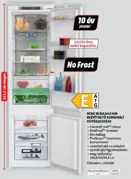 MediaMarkt Beko BCNA306E4SN beépíthető kombinált hűtőszekrény ajánlat