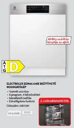 MediaMarkt Electrolux EEM48300IX beépíthető mosogatógép ajánlat
