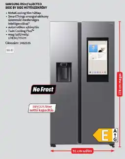 MediaMarkt Samsung RS90F66BETEO Side by Side hűtőszekrény ajánlat