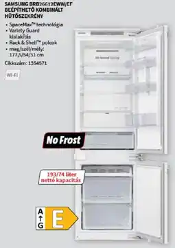 MediaMarkt Samsung BRB26617EWW/EF beépíthető kombinált hűtőszekrény ajánlat