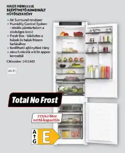 MediaMarkt Haier HBW5519E beépíthető kombinált hűtőszekrény ajánlat