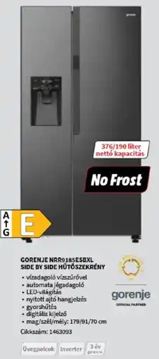 MediaMarkt Gorenje NRR9185ESBXL Side by Side hűtőszekrény ajánlat