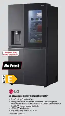 MediaMarkt LG GSXV80PXLE Side by Side hűtőszekrény ajánlat