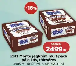 Real Zott Monte jégkrém multipack pálcikás, tölcséres ajánlat